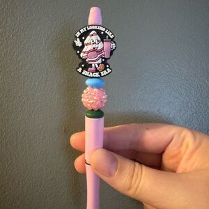 Pink pen says..in my looking like a snack era